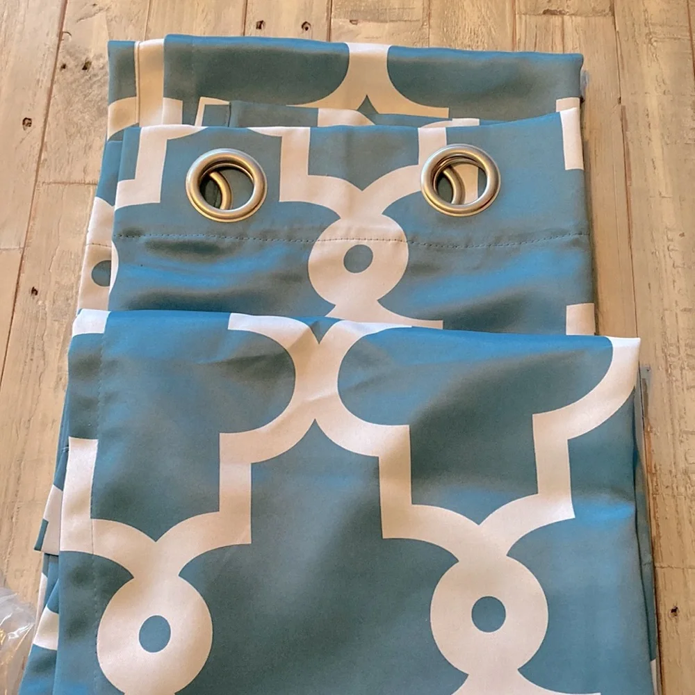 NWT Kirklands Home OXFORD TEAL THERMAL Curtain Panel SET 96” Home Decor NICE